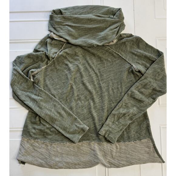 FP Free People Beach Sweater Cowl Neck Cocoon Two Body M Green Heather - Picture 6 of 6